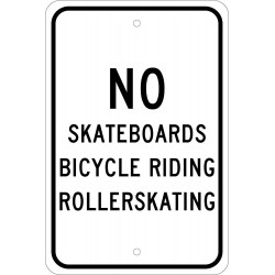 NMC TM65 No Skateboards Bicycle Riding Roller Skating Sign, 18" x 12"