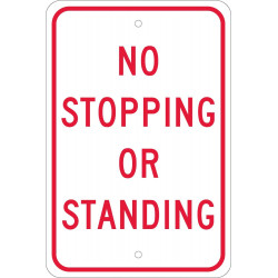 NMC TM67 No Stopping Or Standing Sign, 18" x 12"