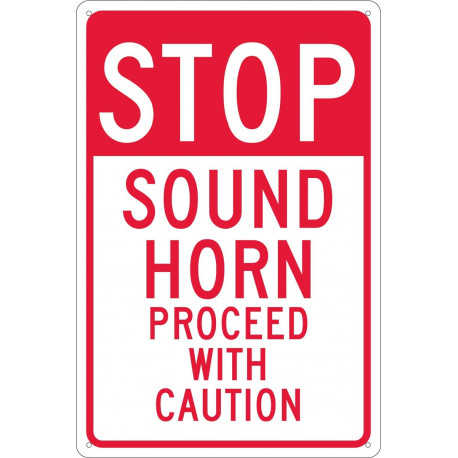 NMC TM70G Stop, Sound Horn Proceed With Caution Sign,18" x 12", .040 Aluminum