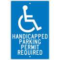 NMC TM84 Handicapped Parking Permit Required Sign, 18" x 12"