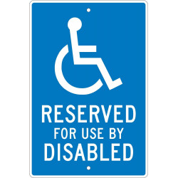 NMC TM91 Reserved For Use By Disabled Sign, 18" x 12"