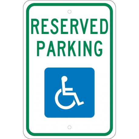 NMC TM97 Reserved Handicapped Parking Sign, 18" x 12"