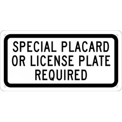 NMC TMAS13 Special Placard Or License Plate Required Sign, 6" x 12"