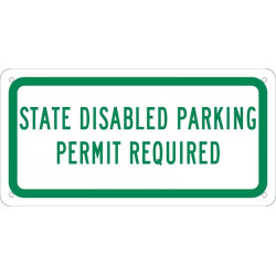 NMC TMAS17 State Disabled Parkingpermit Required Plaque Sign, 6" x 12"