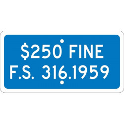 NMC TMAS18 $250 Fine F.S. 316.1959 Plaque Sign, 6" x 12"