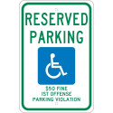 NMC TMS304 Reserved Parking, $50 Fine 1st Offense Parking Violation Sign, 18" x 12"