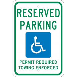 NMC TMS306 Reserved Parking, Permit Required Towing Enforced Sign, 18" x 12"