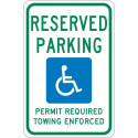 NMC TMS306 Reserved Parking, Permit Required Towing Enforced Sign, 18" x 12"