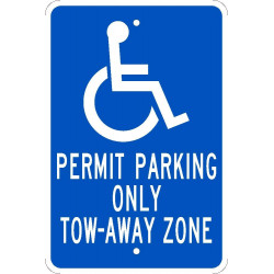 NMC TMS314 Permit Parking Only Tow-Away Zone Sign, 18" x 12"