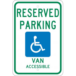 NMC TMS319 Reserved Parking Van Accessible Sign, 18" x 12"