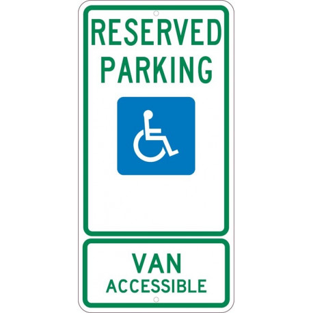 NMC TMS336 Reserved Parking, Van Accessible Sign, 24" x 12"