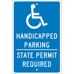 NMC TMS337 Handicapped Parking, State Permit Required Sign, 18" x 12"