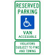 NMC TMS344 Reserved Parking Van Accessible Violators Subject To Fine Sign, 24" x 12"