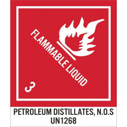 NMC UN1268AL Flammable Liquid 3, Dot Shipping Labels, 4.75" x 4", PS Paper, 500/Roll