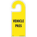 NMC VHT2 Vehicle Pass, Vehicle Hang Tag, 8.25" x 3.25", Rigid Plastic, 5/Pk