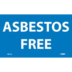 NMC VRC10 Asbestos Free Hazard Labels, 3" x 5", PS Vinyl, 500/Roll