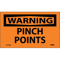 NMC W149AP Warning, Pinch Points Label, 3" x 5", Adhesive Backed Vinyl, 5/Pk