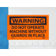 NMC W261AP Warning, Do Not Operate Machine Without Guards Label, 3" x 5", Adhesive Backed Vinyl, 5/Pk