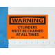 NMC W408AP Warning, Cylinders Must Be Chained At All Times Label, 3" x 5", Adhesive Backed Vinyl, 5/Pk