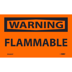 NMC W448AP Warning, Flammable Label, 3" x 5", Adhesive Backed Vinyl, 5/Pk