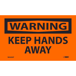 NMC W449AP Warning, Keep Hands Away Label, 3" x 5", Adhesive Backed Vinyl, 5/Pk