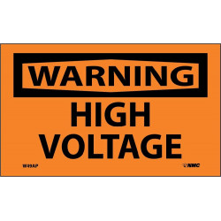 NMC W49AP Warning, High Voltage Label, 3" x 5", Adhesive Backed Vinyl, 5/Pk