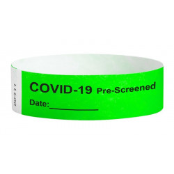 NMC WB02GR Covid-19 Pre-Screened Date __ Wristband, .75" x 10", TYVEK, Green, 1000/Pk