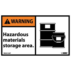 NMC WGA15AP Warning, Hazardous Materials Storage Area (Graphic) Label, 3" x 5", Adhesive Backed Vinyl, 5/Pk