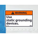 NMC WGA16AP Warning, Use Static Grounding Devices Label, 3" x 5", Adhesive Backed Vinyl, 5/Pk
