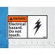 NMC WGA22AP Warning, Electrical Hazard Do Not Touch Label, 3" x 5", Adhesive Backed Vinyl, 5/Pk