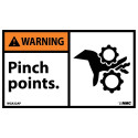 NMC WGA32AP Warning, Pinch Points Label, 3" x 5", Adhesive Backed Vinyl, 5/Pk