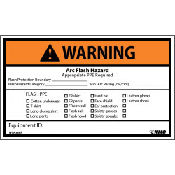NMC WGA36AP Warning, Arc Flash Hazard Label, 3" x 5", Adhesive Backed Vinyl, 5/Pk