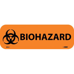 NMC WOL7 Biohazard Write-On Warning Label, 1" x 3", PS Paper, 500/Roll