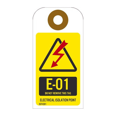 NMC IST Energy Isolation - Electrical Isolation Point Tag, Unrippable Vinyl, 10/Pk