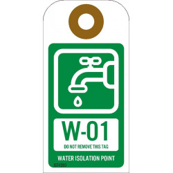 NMC IST Energy Isolation - Water Isolation Point Tag, Unrippable Vinyl, 10/Pk