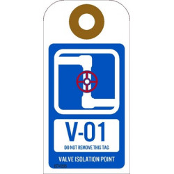 NMC IST Energy Isolation - Valve Isolation Point Tag, Unrippable Vinyl, 10/Pk