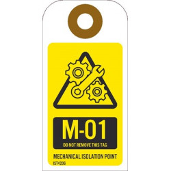 NMC IST Energy Isolation - Mechanical Isolation Point Tag, Unrippable Vinyl, 10/Pk