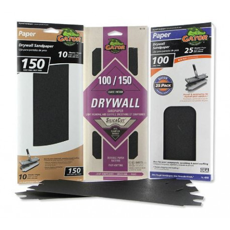 Ali Industries 4262 Drywall Sandpaper, Medium 100-Grit, 4-1/4 X 11-1/4 In., 25-Ct.