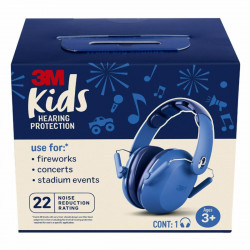 3M PKIDSB-BLU Kids Hearing Protection Earmuffs, Blue, NRR 22 dB