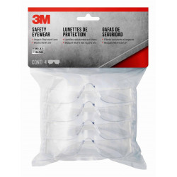 3M 90834-00000B Indoor Safety Eyewear with Clear Lens, 4/Pk