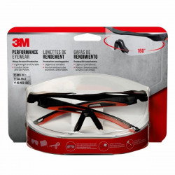 3M 4709 Performance Eyewear, Wrap-Around Protection, Black/Red Frame