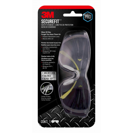 3M SF400 SecureFit Safety Eyewear, Impact-Resistant Lenses, Neon Green/Black Frame