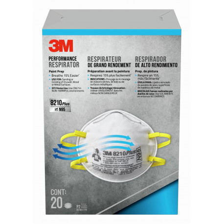 3M 8210PP20-DC Performance Disposable Paint Prep Respirator N95 Particulate, 20/Pk