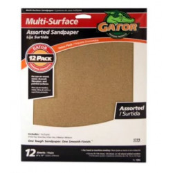 Ali Industries 4445 Multi Surface Sandpaper, Assorted Grit, 9 X 11-In., 12-Pk.