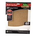 Gator Finishing products 4440 Multi Surface Aluminum Oxide Sandpaper, Coarse 60-Grit, 9 X 11-In., 4-Pk.