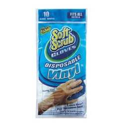 Big Time Products 11210-26 Soft Scrub Disposable Vinyl Gloves, Latex & Powder Free, One Size, 10-Ct.