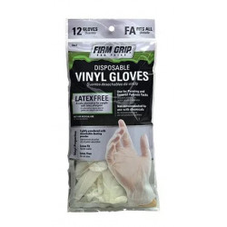Big Time Products 13612-26 Firm Grip Disposable Vinyl Gloves, 12-Ct.