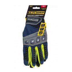 Big Time Products 9874 True Grip Heavy-Duty Carbon Blue Work Gloves, Touchscreen Compatible, Knuckle Protection