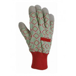 Big Time Products 30031-26 Green Thumb Leather-Palm Garden Gloves, Canvas Back, Coral, Women's, Medium