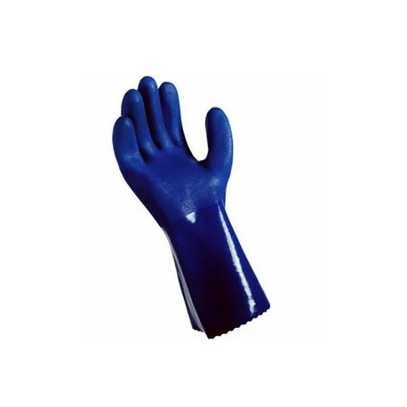 Big Time Products 23407-16 Grease Monkey Long Cuff PVC Chemical Gloves, Blue, Men's, Large